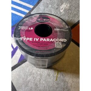 Teceum Type IV Paracord 340KG Minimum Strength 750 LB 200 Feet 100% Nylon Black